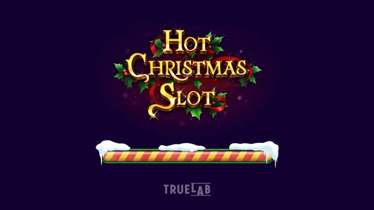 Tampilan visual mesin slot Hot Christmas dengan tema buah-buahan dan dekorasi Natal yang meriah