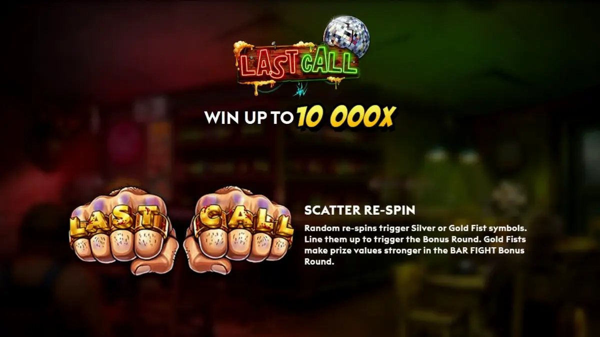Tampilan visual slot Last Call dengan tema bar gurun yang suram dan penuh aksi